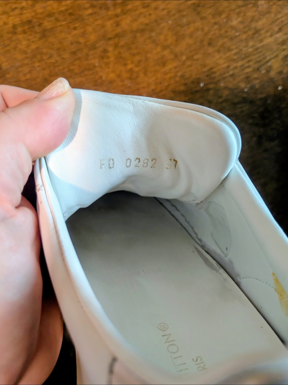 Louis Vuitton White Leather Platform Sneaker with Crystal LV Logo - Picture 8 of 9